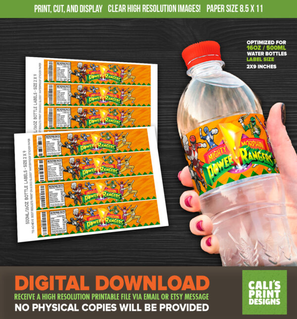 Printable Power Danger Bottle Labels - Super Sentai Birthday - Super Sentai Party Supplies - Instant Download