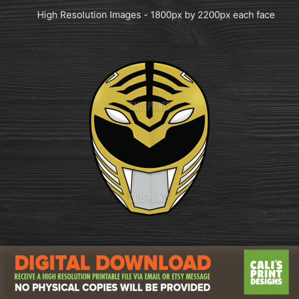 Printable Power Danger White Ranger Face Cut out - Super Sentai Birthday - Super Sentai Party Supplies - Instant Download